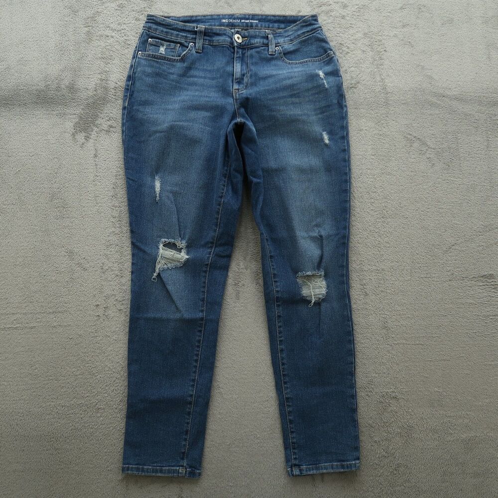 International Concepts Jeans Women's 8 Mid-Rise Straight 30" Inseam Distressed